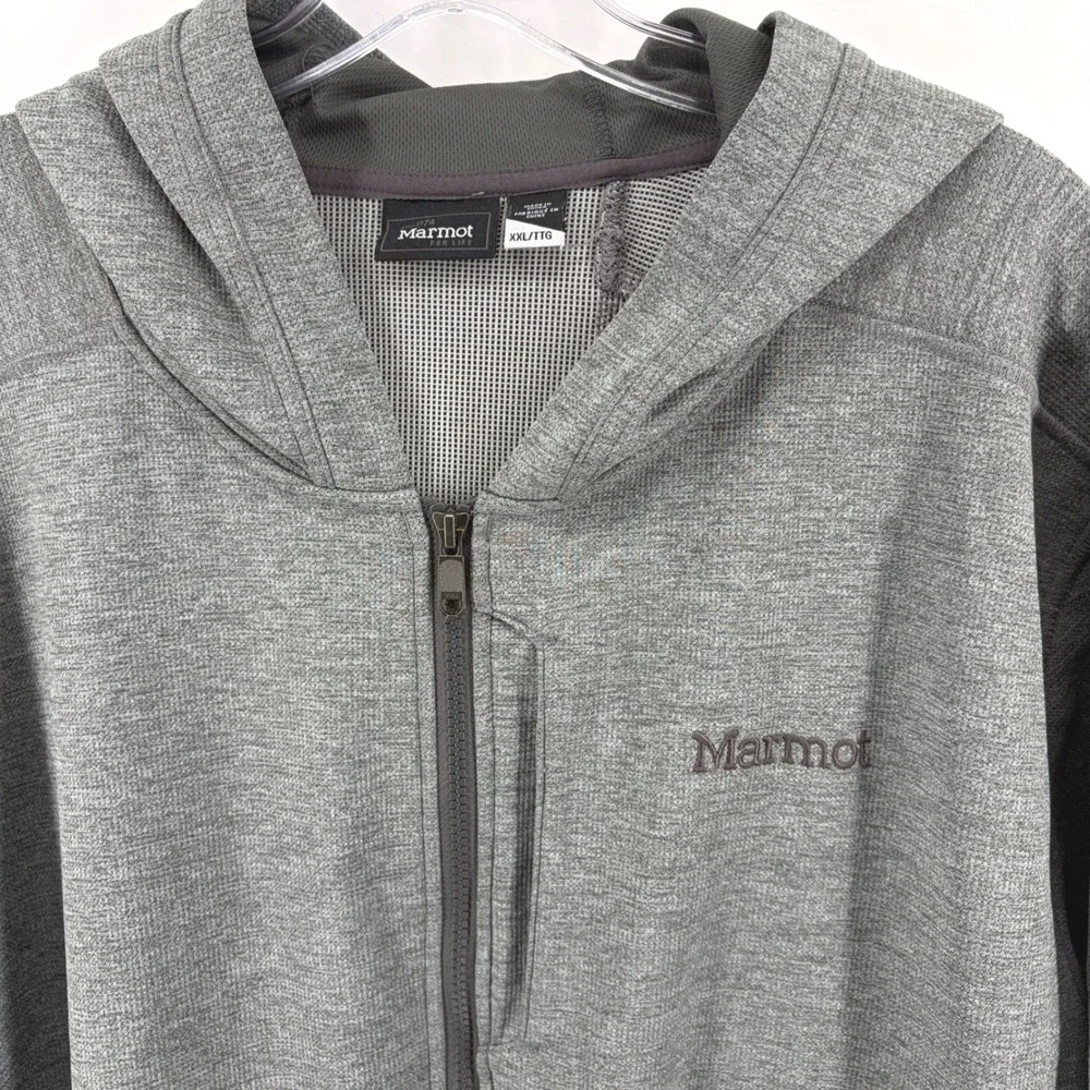 Marmot Jacket Mens 2XL Fleece Full Zip Hoodie Gray Pockets Gorpcore Big Tall